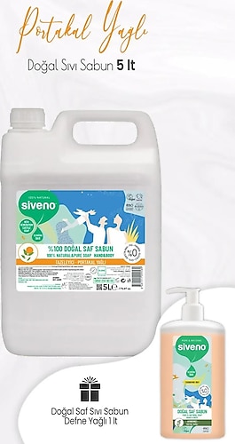 Siveno Defne Yağlı Doğal Sıvı Sabun 5 lt ve Portakal Yağlı 1 lt