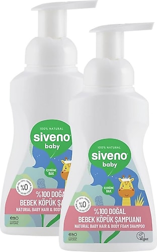 Siveno Doğal Bebek Köpük Şampuanı 250 ml 2 Adet