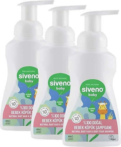 Siveno Doğal Bebek Köpük Şampuanı 250 ml 3 Adet