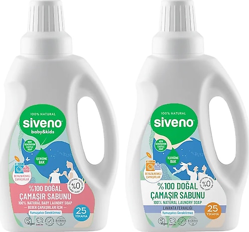 Siveno Doğal Çamaşır Sabunu & Bebek Çamaşır Sabunu Kendinden Yumuşatıcılı Konsantre Vegan Bitkisel Deterjan 750 ML