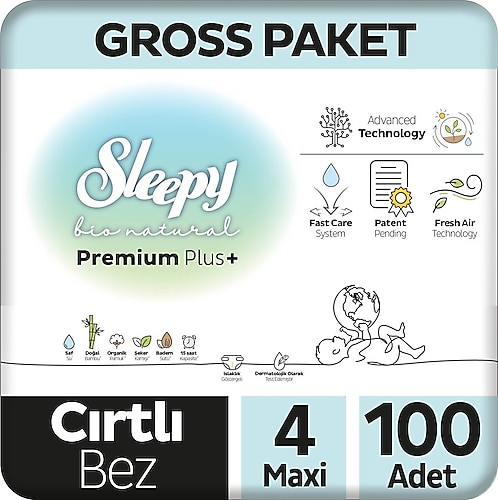 Sleepy Bio Natural 4 Numara Maxi 100'lü Bebek Bezi