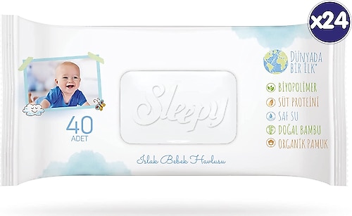Sleepy Bio Natural 40 Yaprak 24'lü Paket Islak Mendil