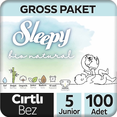 Sleepy Bio Natural 5 Numara Junior 100'lü Bebek Bezi