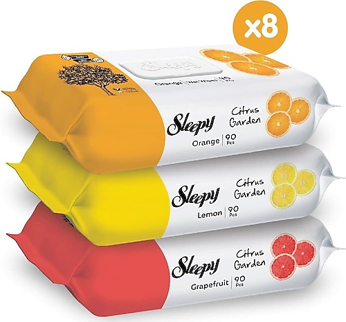 Sleepy Citrus Garden 90 Yaprak 24'lü Paket Islak Bebek Havlusu