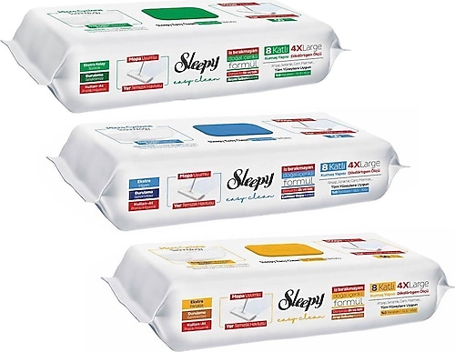 Sleepy Easy Clean Beyaz Sabun,çamaşır Suyu,arap Sabun Mop Uyumlu Yer Temizlik Havlusu 3 X 50