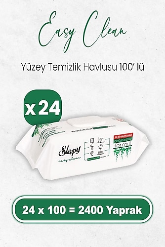 Sleepy Easy Clean Beyaz Sabun Katkılı Yüzey Temizlik Havlusu 100 Yaprak 24'lü