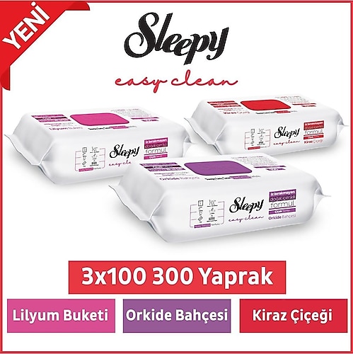 Sleepy Easy Clean Lilyum Buketi + Orkide Bahçesi + Kiraz Çiçeği 3X100 (300 Yaprak)