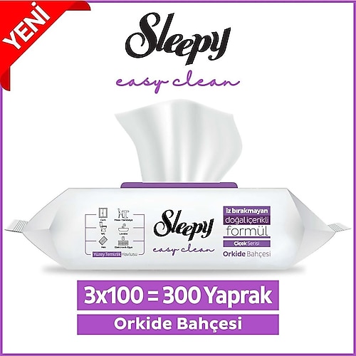 Sleepy Easy Clean Orkide Bahçesi Yüzey Temizlik Havlusu 100 Yaprak 3'lü