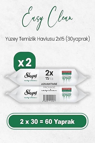 Sleepy Easy Clean Yüzey Temizlik Havlusu 2x15 X 2 Adet (60 YAPRAK)
