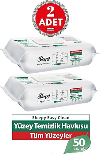 Sleepy Easy Clean Yüzey Temizlik Havlusu 50 Yaprak 2'li