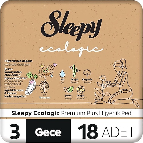 Sleepy Ecologic Premium Plus Boy 3 Hijyenik Ped Gece 18'li