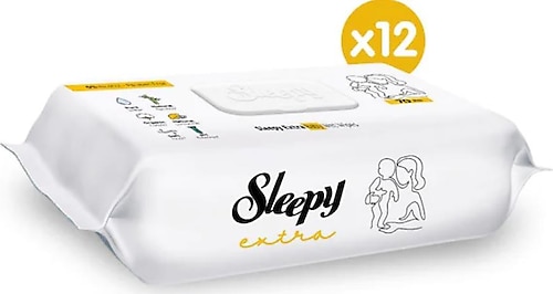 Sleepy Extra 70 Yaprak 12'li Paket Islak Bebek Havlusu