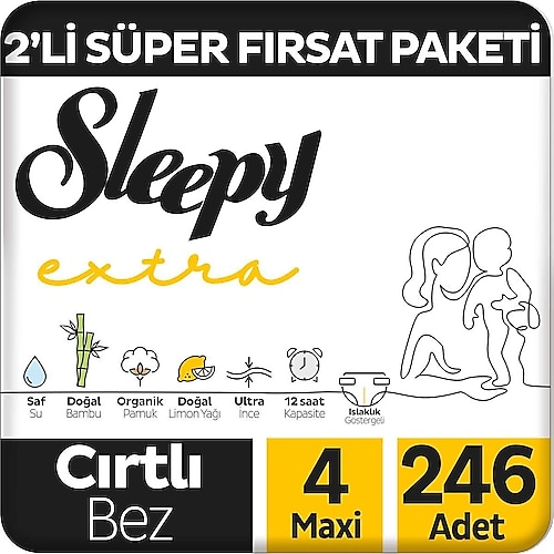 Sleepy Extra Günlük Aktivite 4 Numara Maxi 246'lı Bebek Bezi