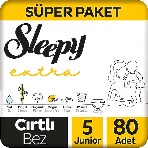 Sleepy Extra Günlük Aktivite 5 Numara Junior 80'li Bebek Bezi