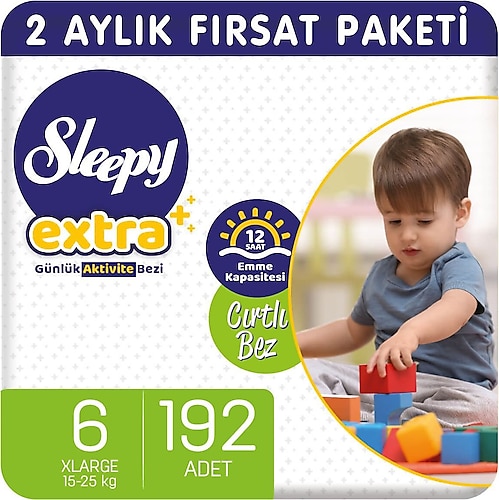 Sleepy Extra Günlük Aktivite 6 Numara XL 192'li Bebek Bezi