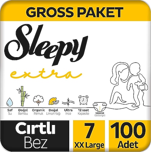 Sleepy Extra Günlük Aktivite 7 Numara XX Large 100'lü Bebek Bezi