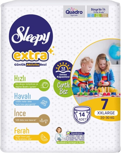 Sleepy Extra Günlük Aktivite 7 Numara XXLarge 14'lü Bebek Bezi