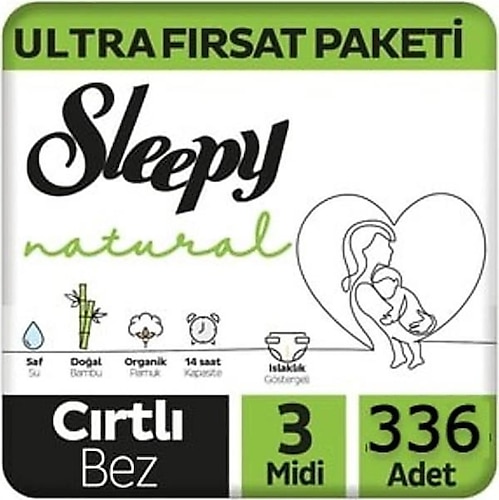 Sleepy Natural 3 Numara Midi 336'lı Bebek Bezi