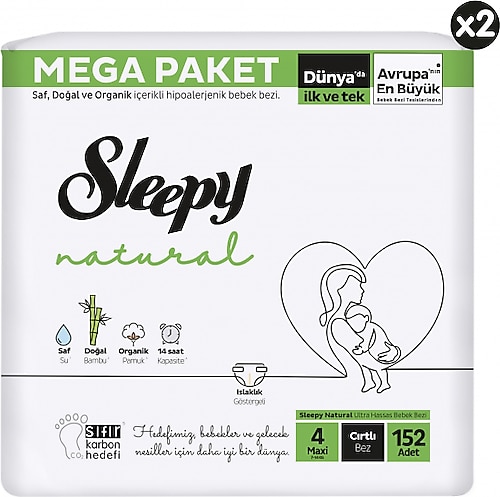 Sleepy Natural 4 Numara Maxi 304'lü Bebek Bezi
