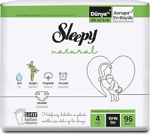 Sleepy Natural 4 Numara Maxi 96'lı Bebek Bezi