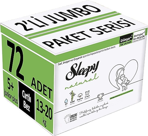 Sleepy Natural 5+ Numara Junior Plus 72'li Bebek Bezi