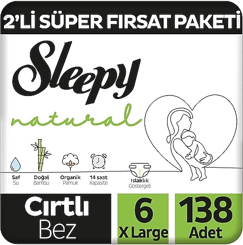 Sleepy Natural 6 Numara XLarge 138'li Bebek Bezi