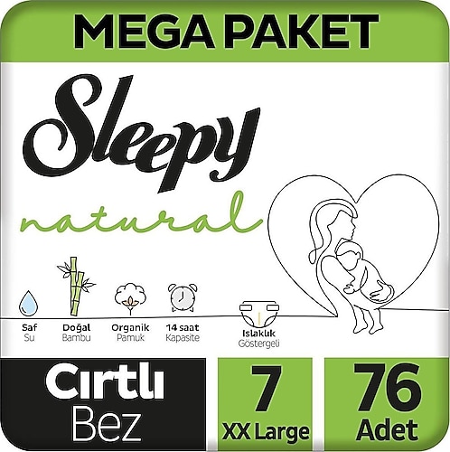 Sleepy Natural 7 Numara XXLarge 76'lı Bebek Bezi