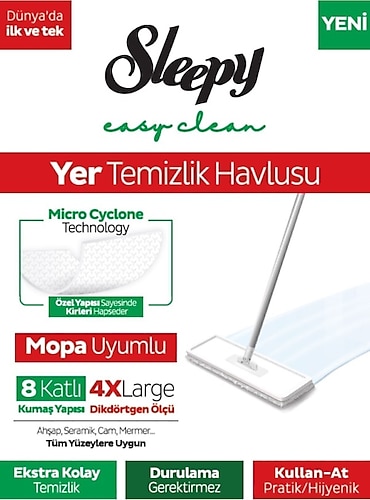 Sleepy Yüzey Temizleme Havlusu,yer Temizleme Havlusu,50 Li Adet 8 Kat 4 Xl, Dayanıklı Özel Ambalaj