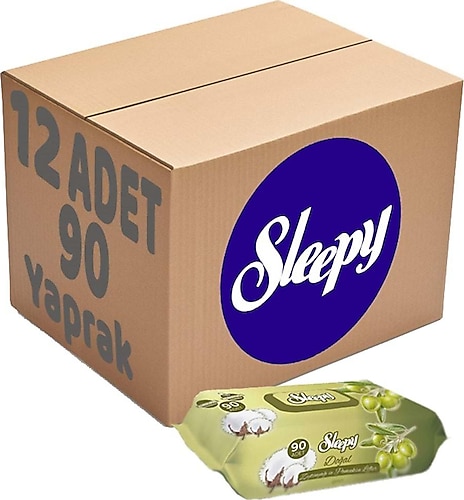 Sleepy Zeytinyağlı 90 Yaprak 12'li Paket Islak Mendil