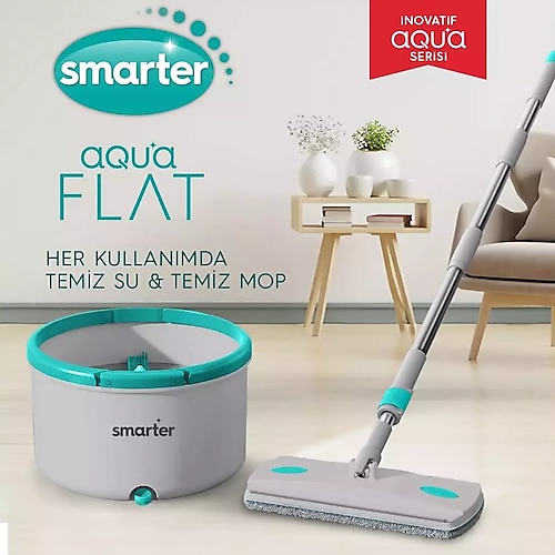 SMARTER AQUA FLAT TEMİZ VE KİRLİ SUYU AYIRMA ÖZELLİĞİ OTOMATİK TEMİZLİK SETİ TABLET MOP PASPAS