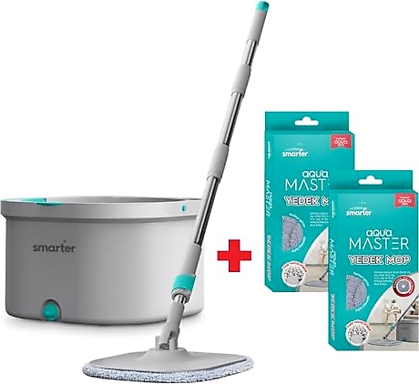 Smarter Aqua Master Temızlık Setı + 2 Adet Yedek Mop Temız & Kırlı Suyu Ayırma Ozellıgı Otomatık Temızlık Setı Mop Paspas