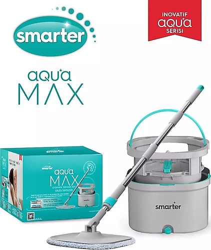 SMARTER AQUA MAX TEMİZ & KİRLİ SUYU AYIRMA ÖZELLİĞİ ÇİFT KOVA OTOMATİK TEMİZLİK SETİ MOP PASPAS