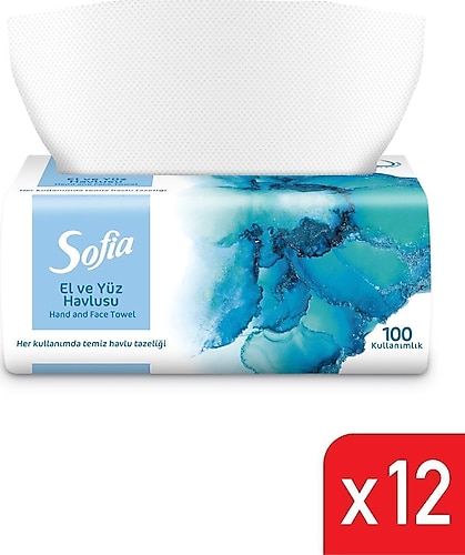 Sofia 100'lü 12 Adet El ve Yüz Havlusu