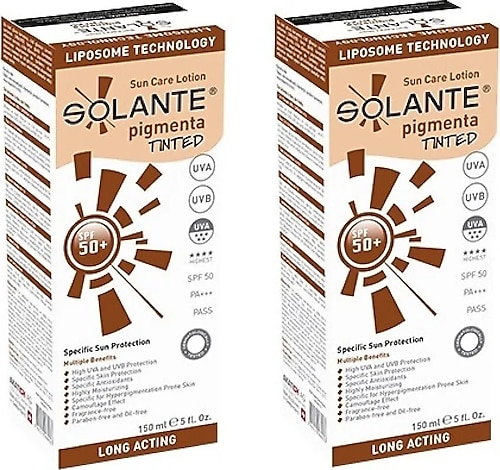 Solante Pigmenta Lekeli Ciltler İçin Renkli 50 Faktör Güneş Losyonu 150 ml 2 Adet