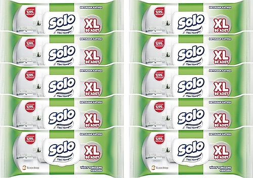 Solo Tüm Yüzeyler Islak Temizleme Havlusu XL 80 Yaprak 10'lu