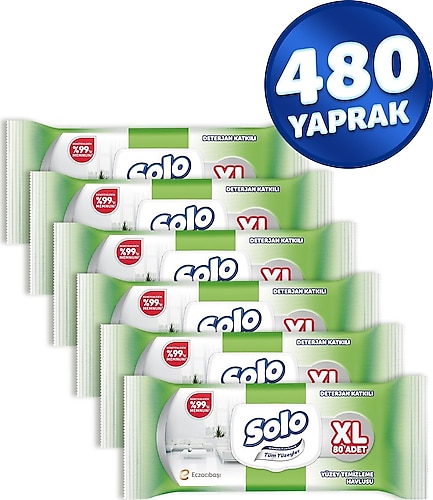 Solo Tüm Yüzeyler Islak Temizleme Havlusu XL 80 Yaprak 6'lı