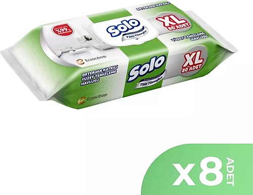 Solo Tüm Yüzeyler Islak Temizleme Havlusu XL 80 Yaprak 8'li