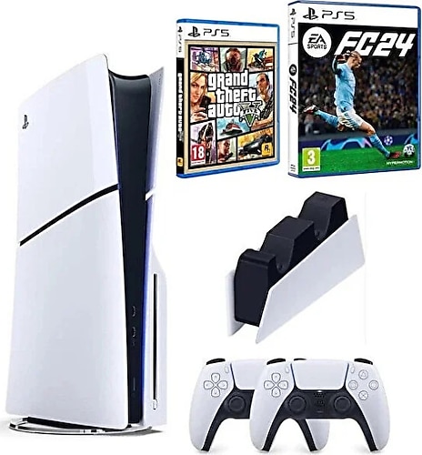Sony Playstation 5 Slim + 2.Dualsense + Şarj İstasyonu + Fifa Fc 24 + Gta 5