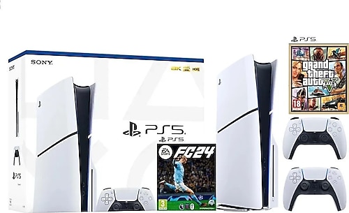 Sony Playstation 5 Slim CD Edition + 2. DualSense Ps5 Kol + Fifa Fc 24 + Gta 5