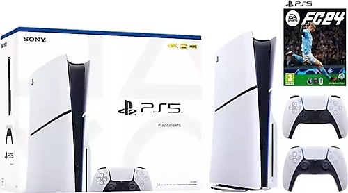 Sony Playstation 5 Slim CD Edition + 2. DualSense Ps5 Kol + Fifa Fc 24