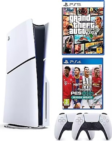 Sony Playstation 5 Slim Cd Edition + 2. DualSense Ps5 Kol + Pes 2021 + GTA 5 (ithalatçı Garantili)