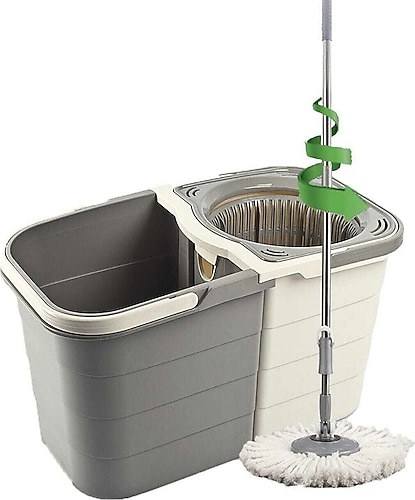 Spin Mop Classic Döner Başlıklı Mop Seti Gri 19 L + Mop 2'li