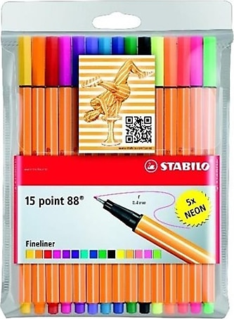Stabilo Point 88 Askılı Paket Neon 10+5'li Keçeli Kalem Seti