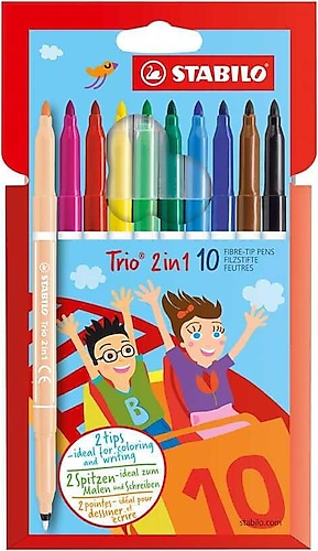 Stabilo Trio 2in1 Çift Uçlu 10 Renk Keçeli Kalem