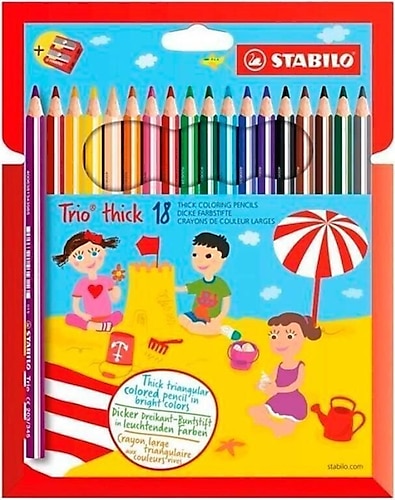 Stabilo Trio Thick Kalemtıraşlı 18'li Kuru Boya Seti