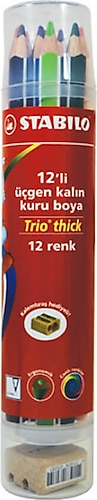 Stabilo Trio Thick Plastik Tüp Üçgen Kalın 12'li Kuru Boya Seti