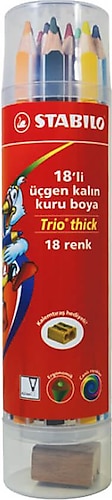 Stabilo Trio Thick Plastik Tüp Üçgen Kalın 18'li Kuru Boya Seti