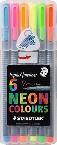 Staedtler Triplus Fineliner 0.3 mm Neon 6'lı Keçeli Kalem Seti