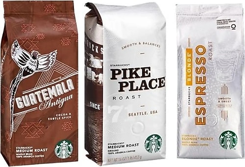 Starbucks 3x Guatemala & Espresso Blond & Pike Place Çekirdek Kahve