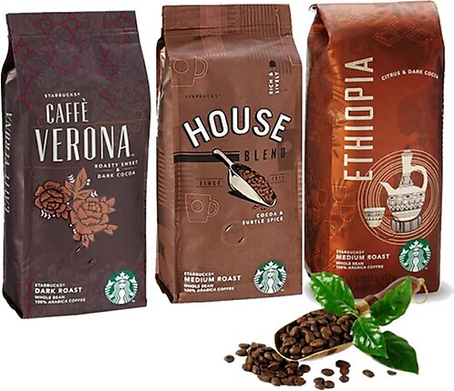 Starbucks Caffe Verona + House + Ethiopia Çekirdek Kahve Seti 3 x 250 G